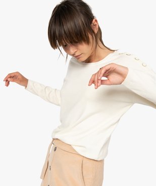 Pull femme en maille fine avec boutons sur les épaules vue2 - GEMO(FEMME PAP) - GEMO
