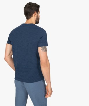 Tee-shirt homme chiné à manches courtes et col tunisien vue3 - GEMO C4G HOMME - GEMO