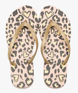 Tongs à brides pailletées et semelle motif léopard femme  vue1 - GEMO (PLAGE) - GEMO