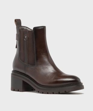 Boots dessus cuir avec semelle crantée femme - Tanéo vue2 - TANEO - GEMO