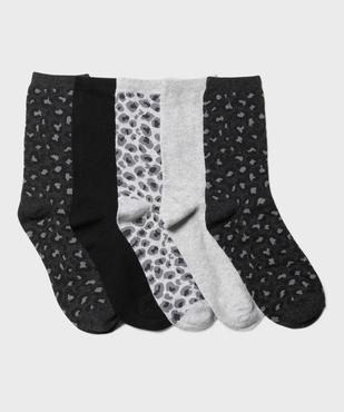 Chaussettes tige haute motif animalier femme (lot de 5 paires) vue1 - GEMO 4G FEMME - GEMO