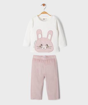 Pyjama en velours 2 pièces à motif lapin bébé vue1 - GEMO 4G BEBE - GEMO