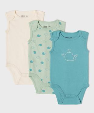 Body sans manches motifs baleines bébé garçon (lot de 3) vue1 - GEMO 4G BEBE - GEMO