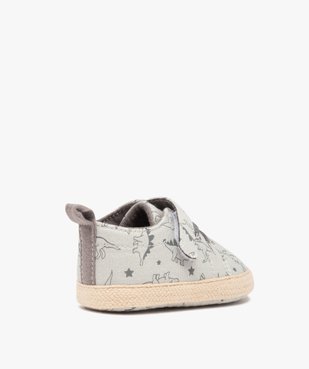 Chaussons de naissance bébé garçon en toile dinosaures vue4 - GEMO 4G BEBE - GEMO