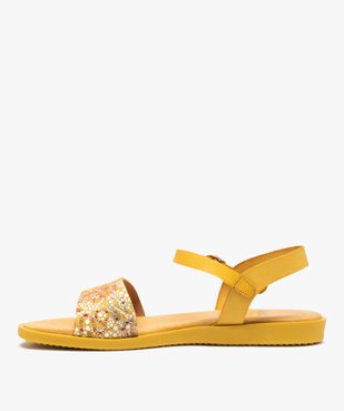 Sandales femme à talon plat dessus en cuir imprimé vue3 - GEMO (CASUAL) - GEMO
