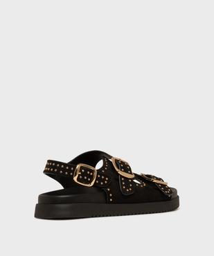 Mules à épaisse semelle en suédine à clous dorés femme vue4 - 5 MILES - GEMO