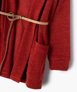 Gilet fille porté ouvert avec col châle et ceinture pailletée vue3 - GEMO (ENFANT) - GEMO