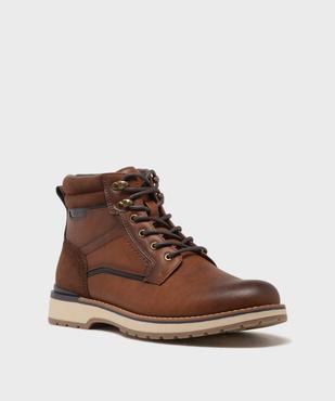 Boots multi-matières avec lacets et zip intérieur homme - Mario Baldano vue2 - MARIO BALDANO - GEMO