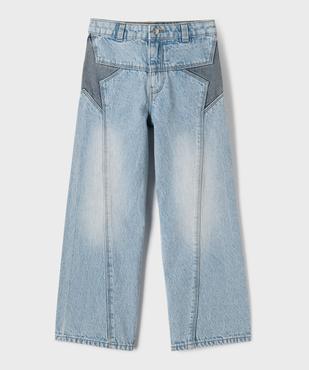 Jean wide leg avec empiècements pailletés fille vue1 - GEMO (ENFANT) - GEMO