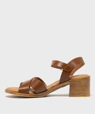 Sandales à talon en cuir femme - Tanéo vue3 - TANEO - GEMO