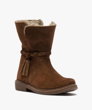 Boots fille zippées dessus cuir et col fourrure imitation vue2 - GEMO (ENFANT) - GEMO