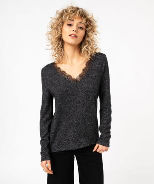 Tee-shirt à manches longues en maille avec col dentelle femme vue5 - GEMO(FEMME PAP) - GEMO