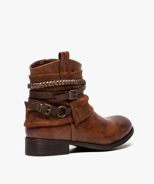 Boots femme talon plat zippés à brides décoratives vue4 - Nikesneakers (CASUAL) - Nikesneakers