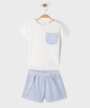 Ensemble 2 pièces tee-shirt + short bébé fille vue1 - GEMO(BEBE DEBT) - GEMO