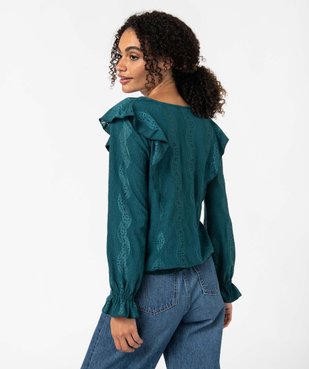 Tee-shirt femme à manches longues avec fronces et volants vue3 - GEMO(FEMME PAP) - GEMO