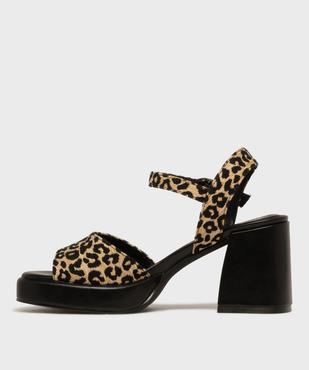 Sandales à talon épais et semelle plateforme imprimé léopard femme  - 5 Miles vue3 - 5 MILES - GEMO
