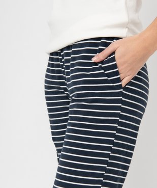 Pantalon de pyjama femme rayé avec bas resserré vue2 - GEMO(HOMWR FEM) - GEMO