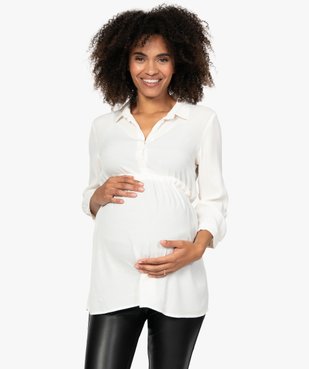 Blouse de grossesse fluide unie à manches 3/4 vue1 - GEMO (MATER) - GEMO