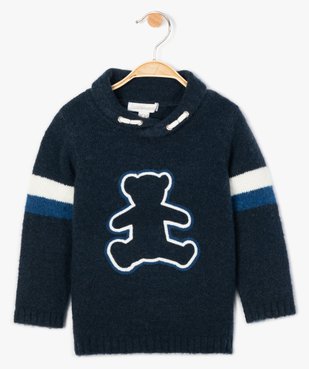 Pull bébé garçon en grosse maille et col châle - Lulu Castagnette vue1 - LULUCASTAGNETTE - GEMO