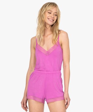 Haut de pyjama femme à fines bretelles et dentelle vue1 - GEMO(HOMWR FEM) - GEMO