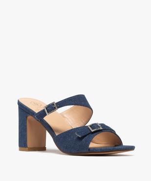 Mules à talon haut et boucles à strass en jean femme vue2 - FOLLOW ME - GEMO