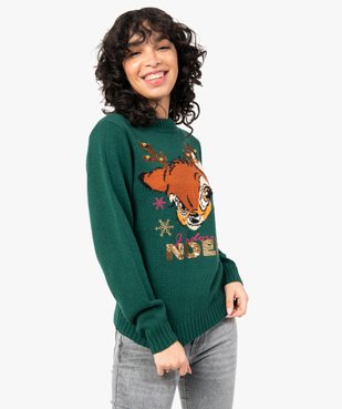 Pull de Noël femme avec motif Bambi - Disney vue1 - DISNEY - GEMO