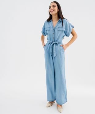 Combinaison pantalon à manches courtes en Lyocell fluide femme vue1 - GEMO 4G FEMME - GEMO
