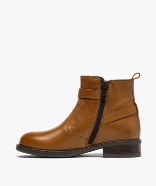 Boots fille dessus cuir uni à bride décorative vue3 - GEMO (ENFANT) - GEMO