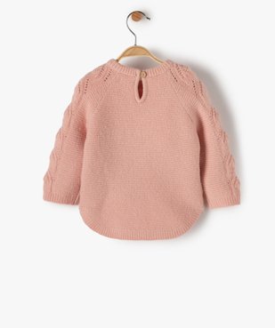 Pull bébé fille en maille ajoutée avec bas arrondi vue3 - GEMO(BEBE DEBT) - GEMO