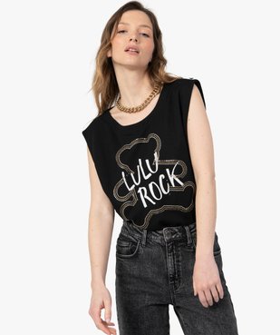 Tee-shirt femme sans manches avec motif XXL - LuluCastagnette vue1 - LULUCASTAGNETTE - GEMO