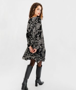 Robe voile à motifs fleuris avec volant dans le bas femme vue3 - GEMO 4G FEMME - GEMO