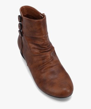 Bottines femme unies à talon plat et dessus drapé vue5 - GEMO (CONFORT) - GEMO