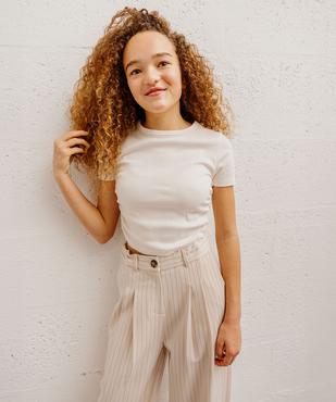 Tee-shirt manches courtes crop top à fronces fille vue6 - GEMO 4G FILLE - GEMO