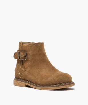 Boots bébé fille zippées style chelsea dessus cuir retourné vue2 - GEMO(BEBE DEBT) - GEMO