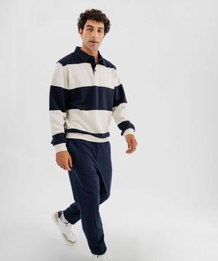 Sweat à rayures avec col chemise homme vue5 - GEMO (HOMME) - GEMO