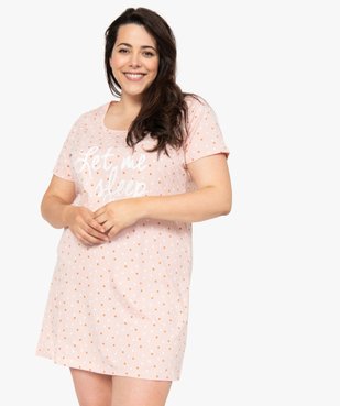 Chemise de nuit femme à manches courtes avec motif vue2 - GEMO(HOMWR FEM) - GEMO