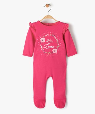 Pyjama dors-bien bébé avec motif et volants aux épaules vue1 - GEMO(BB COUCHE) - GEMO
