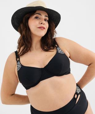 Haut de maillot de bain emboitant à motifs brodés femme grande taille vue3 - GEMO (PLAGE) - GEMO