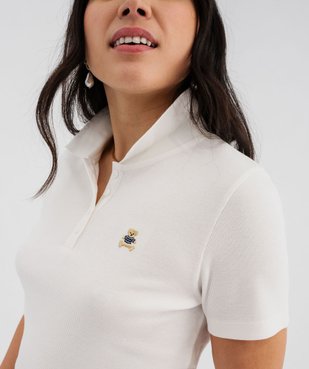 Polo manches courtes en maille côtelée femme - LuluCastagnette vue2 - LULUCASTAGNETTE - GEMO