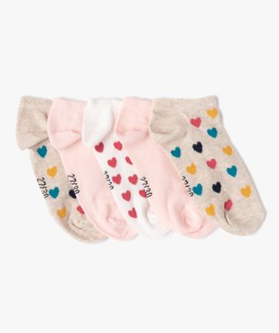 Chaussettes fille ultra-courtes motif cœurs (lot de 5) vue1 - GEMO (ENFANT) - GEMO