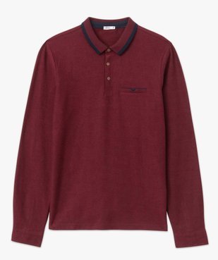 Polo homme à manches longues avec finitions contrastantes vue4 - GEMO (HOMME) - GEMO