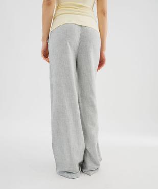 Pantalon large à rayures en viscose et lin femme vue3 - GEMO 4G FEMME - GEMO