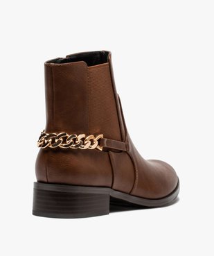 Boots femme unies à talon plat avec chaîne sur l'arrière vue4 - GEMO (CASUAL) - GEMO
