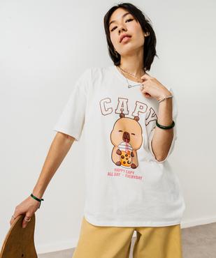 Tee-shirt manches courtes oversize imprimé fille - Capyfun vue1 - CAPYFUN - GEMO
