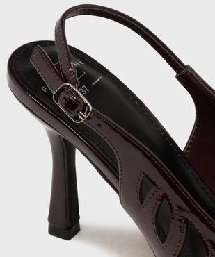 Escarpins slingback vernis à talon fin et détails ajourés - Follow Me vue6 - FOLLOW ME - GEMO