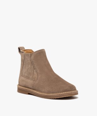 Boots fille zippées dessus cuir retourné style chelsea vue2 - GEMO (ENFANT) - GEMO