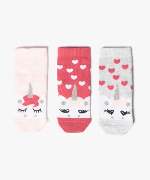 Chaussettes bébé à motif licorne et paillettes (lot de 3) vue1 - GEMO(BEBE DEBT) - GEMO