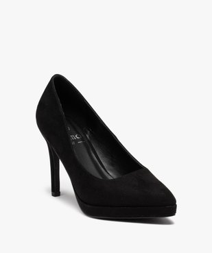 Escarpins femme unis à talon haut en suédine vue2 - GEMO(URBAIN) - GEMO