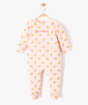 Pyjama bébé fille en velours imprimé poires et broderie vue1 - GEMO(BB COUCHE) - GEMO