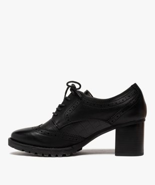 Escarpins femme unis à talon style derbies avec bout golf vue3 - GEMO(URBAIN) - GEMO